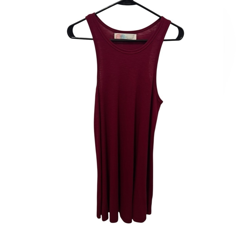 Free People Beach Red Ribbed Tank Dress Size Large